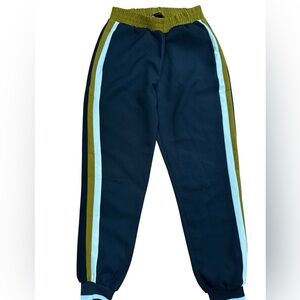 Zara Black Joggers with Olive and White Accents